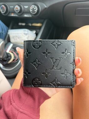 Louis Vuitton Black Embossed Monogram Money Clip Wallet